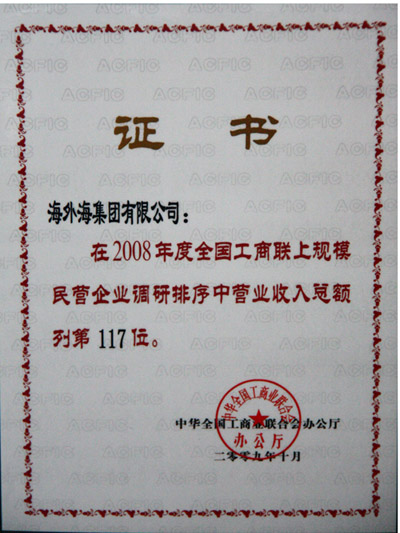 2008中国民营企业500强第117位